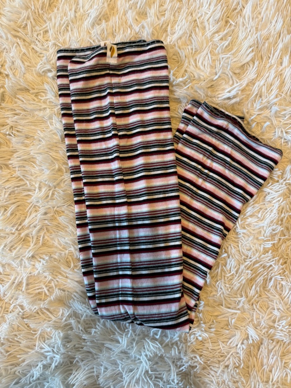 Rubiawear Striped Pink & Black Ribbed Women's leg warmers size XS